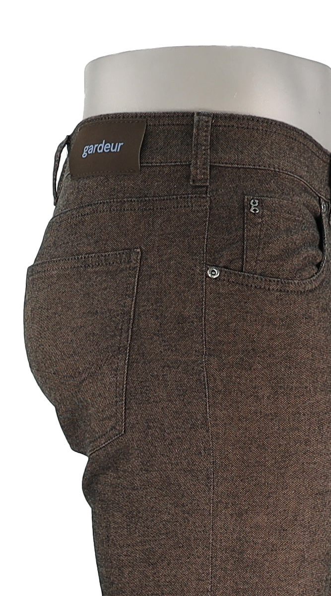 Gardeur Bill Business Hero Pants For Men In Brown Close Up View