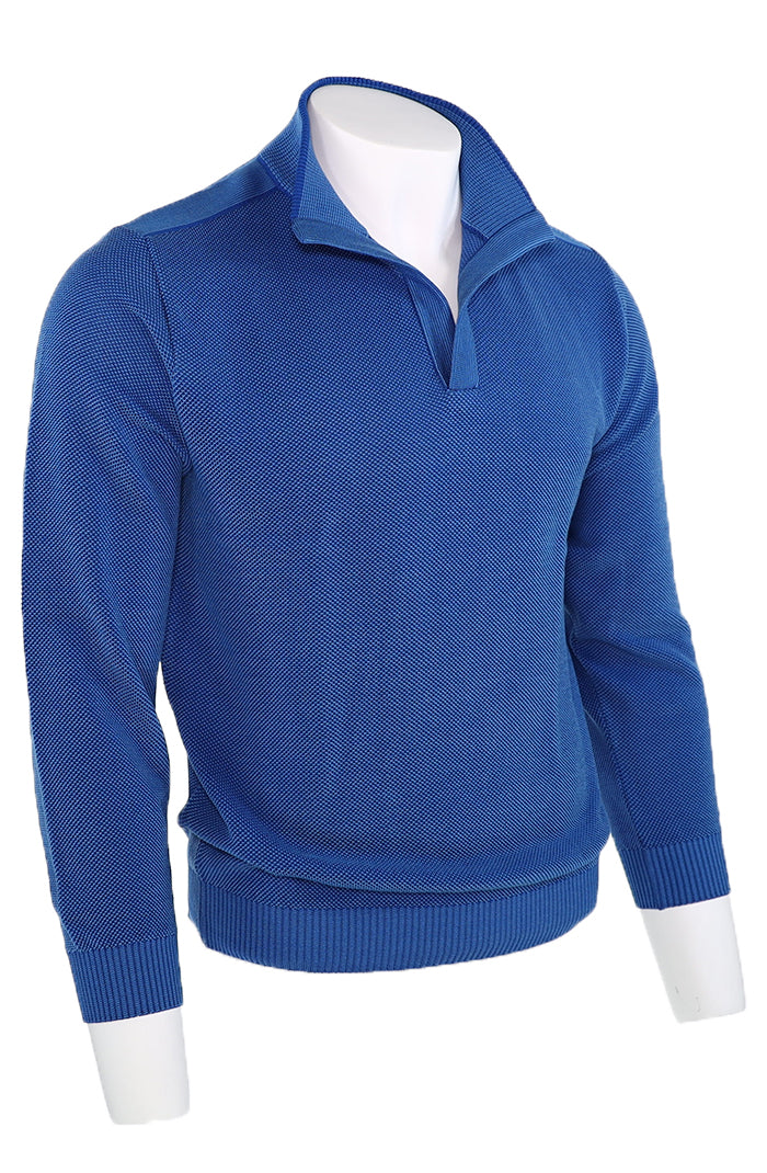 St. Croix Open Mock Crystal Stitch Sweater, BRIGHT BLUE
