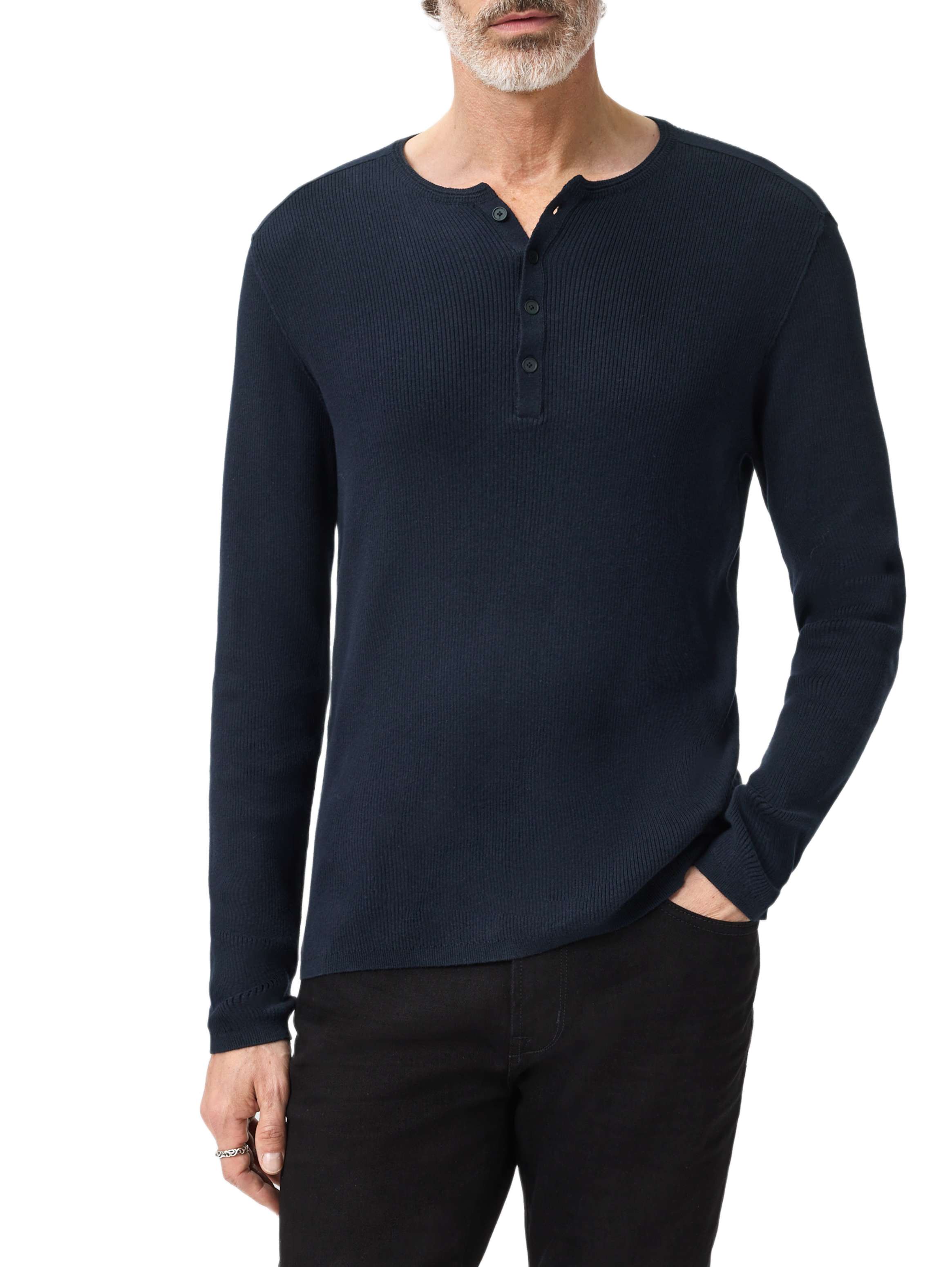John Varvatos Long Sleeve Henley, NAVY