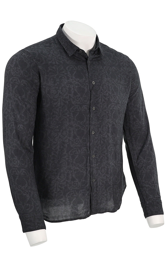 John Varvatos Ross Long Sleeve Shirt For Men In Black Angled View W675R24-91