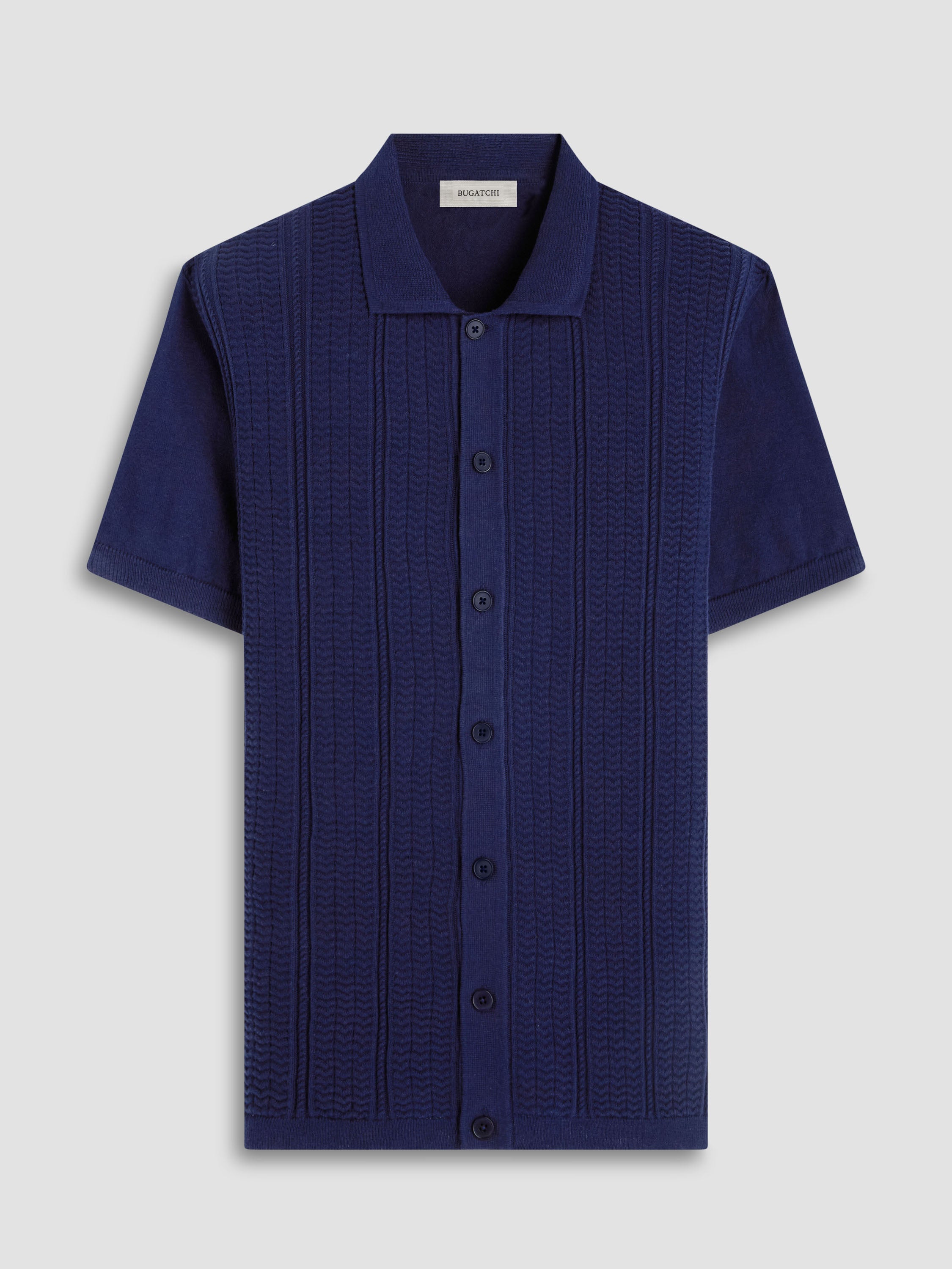 Bugatchi Textured Chevron S/S Knit Shirt
