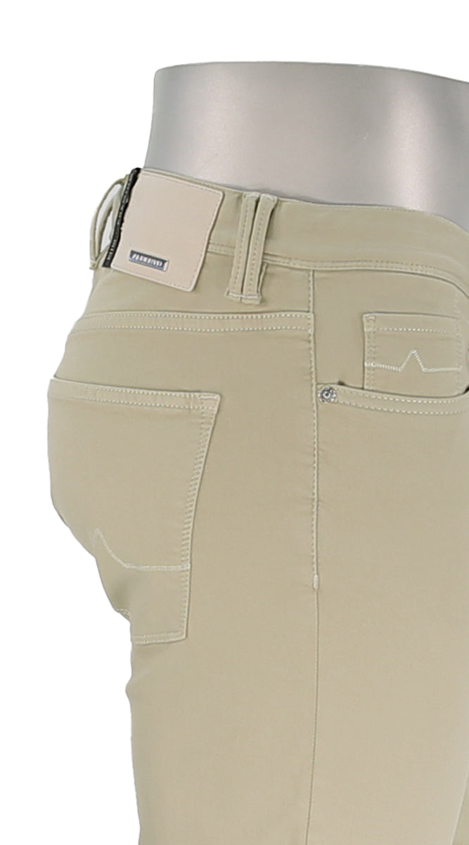 Alberto Men's Pipe Stretch Colored Denim In Khaki Close Up