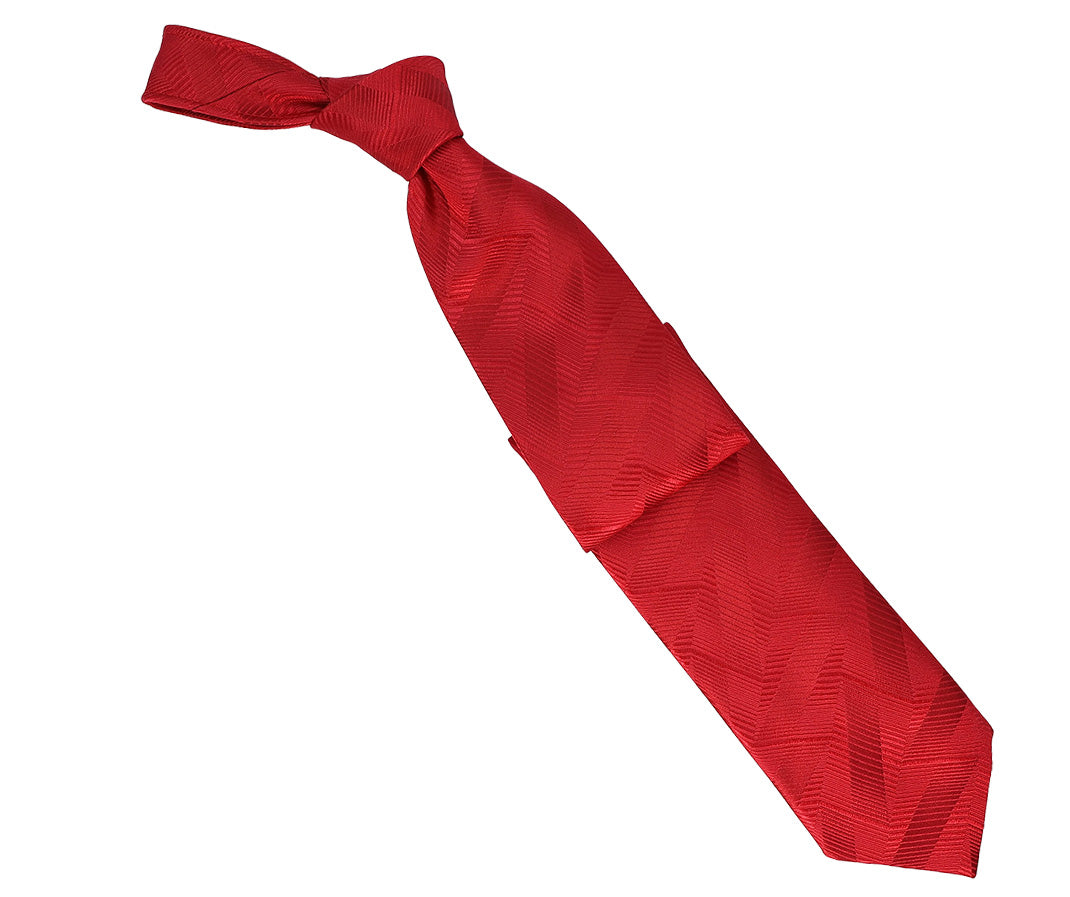 Italo Ferretti Men's Tie With Herringbone-Inspired Pattern in Bright Red - Mondo Uomo