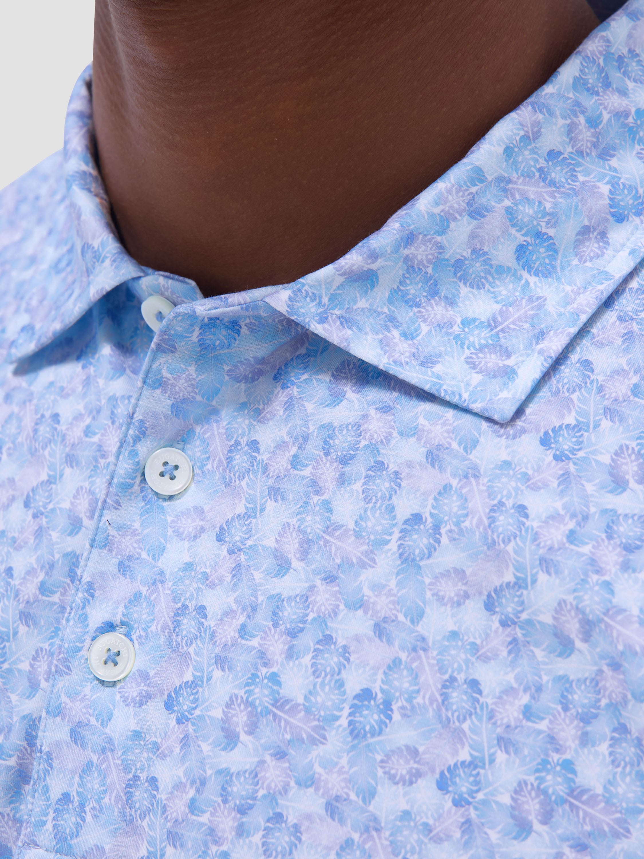 S/S Bugatchi Ooohcotton Victor Polo For Men In Ice Close Up GF9129F79