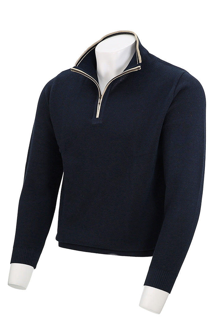 St. Croix Crystal Stitch Zip Mock | Navy