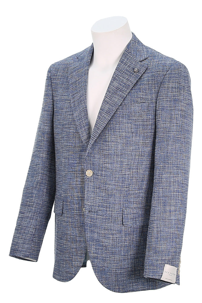 Jack Victor Men's Sport Coat In Textured Navy Angled View 1251457