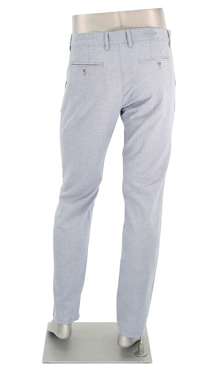 Alberto Men's Lou Linen Chino Pants In Light Blue Back View L1330
