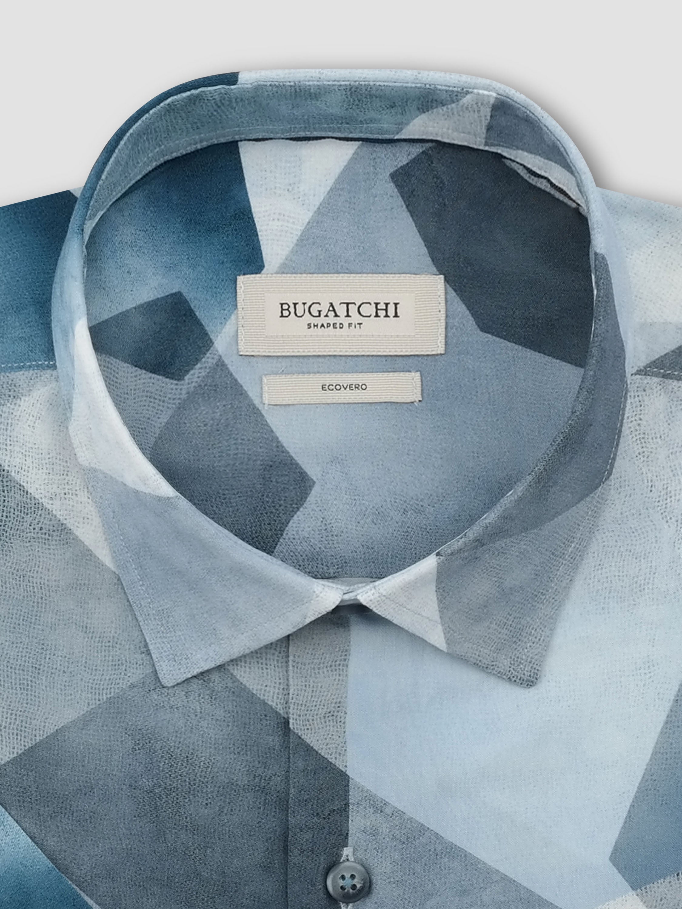 Bugatchi Vero Shaped S/S Shirt, Hazy Blue