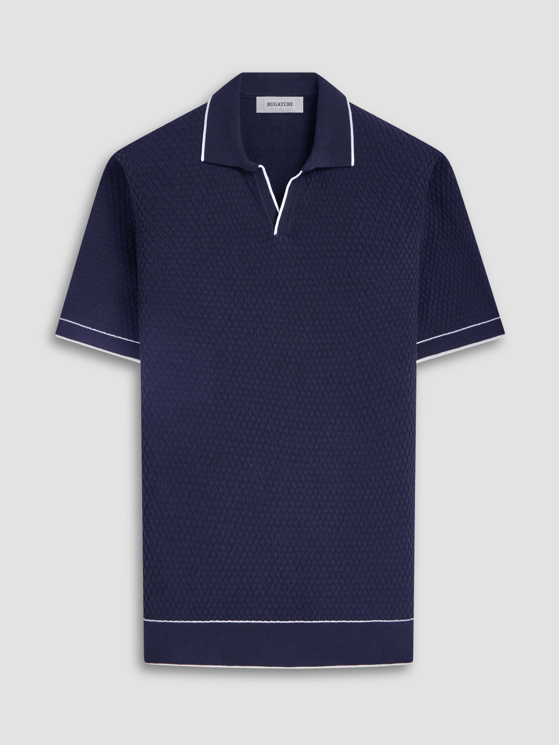 Honeycomb Stitch Johnny Collar Polo