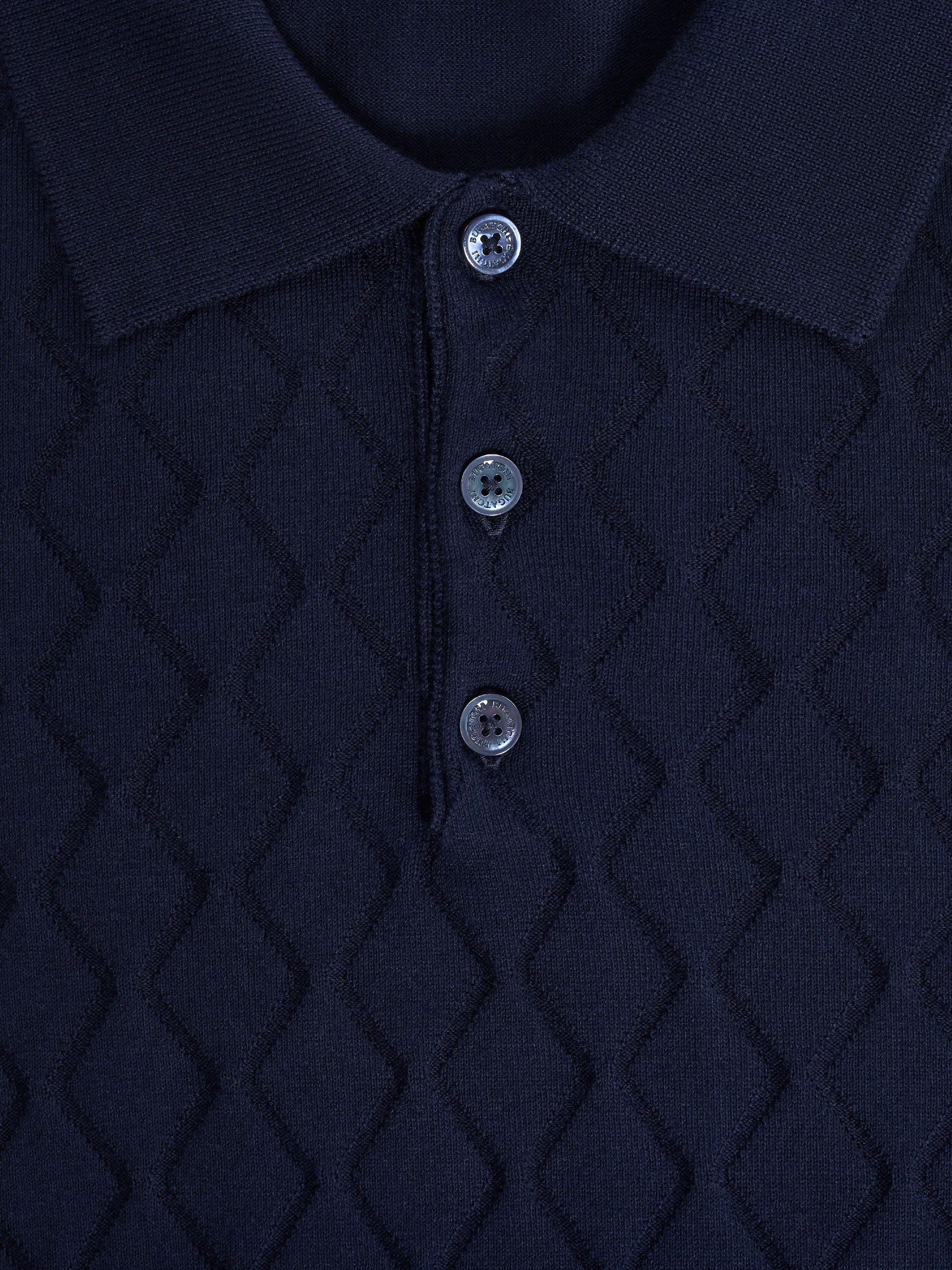 Bugatchi S/S 3 Button Polo Sweater, Navy