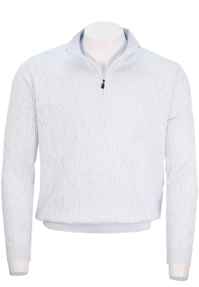 St. Croix Men's Abstract Rib Zip Mock Sweater In Powder Blue - Mondo Uomo