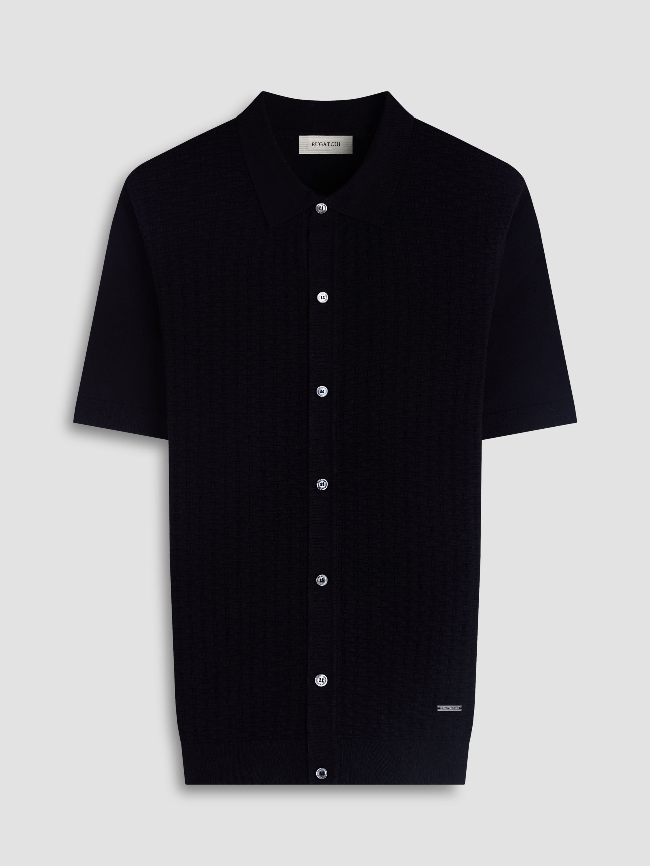 Bugatchi S/S Full Button Shirt, Black