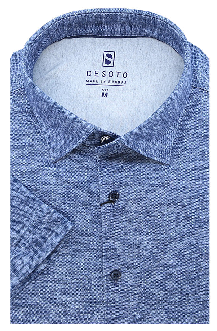 Desoto Men's Pattern Fusion Short Sleeve Shirt In Blue - Mondo Uomo