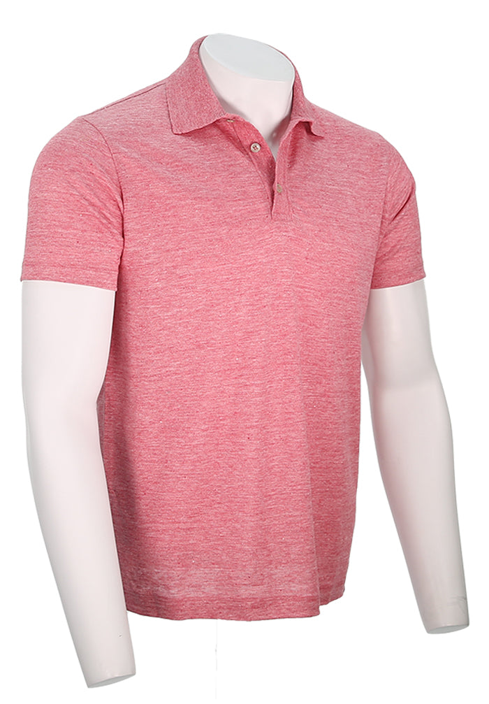Paul & Shark Men's Shark Tag Linen Jersey Polo Shirt In Heathered Pink Angled View 25411243