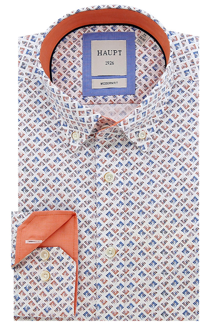 Haupt Men's Long Sleeve Shirt with Bright Contrast - Mondo Uomo Fine Menswear