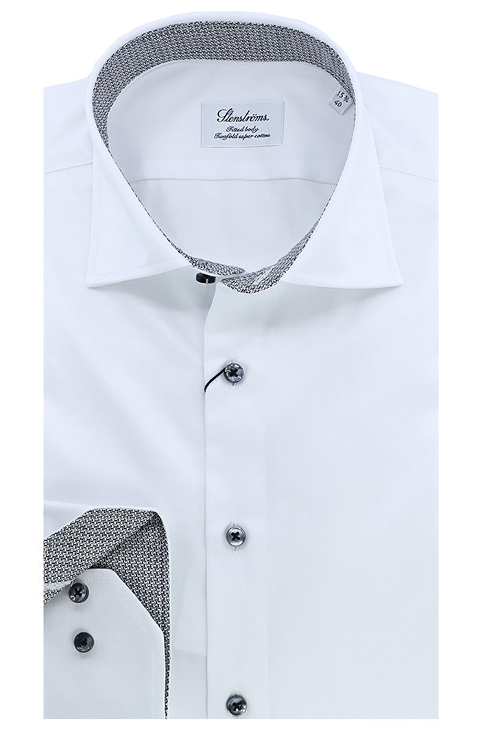 Stenstroms White Contrast Twill Shirt Stenstroms White Contrast Twill Shirt