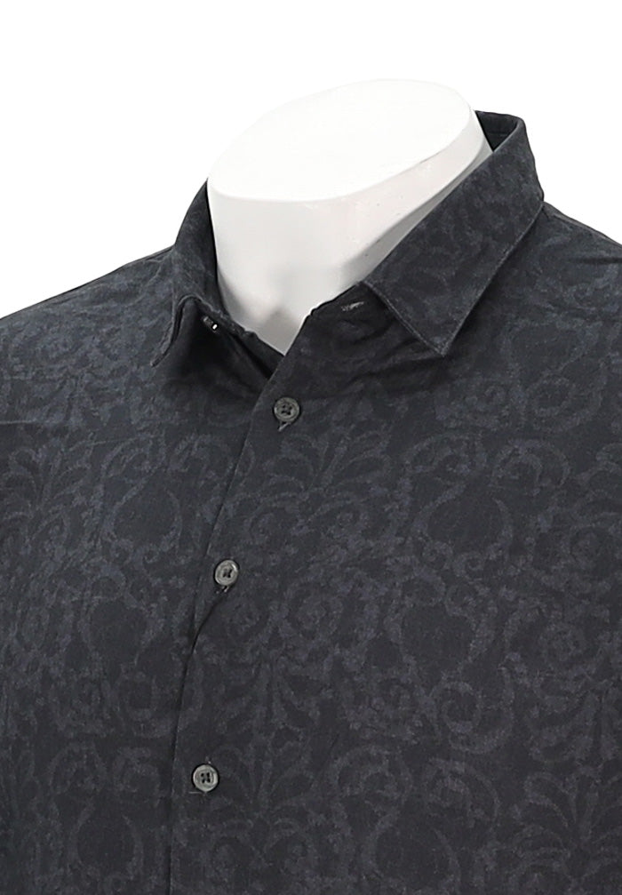 John Varvatos Ross Long Sleeve Shirt For Men In Black Close Up