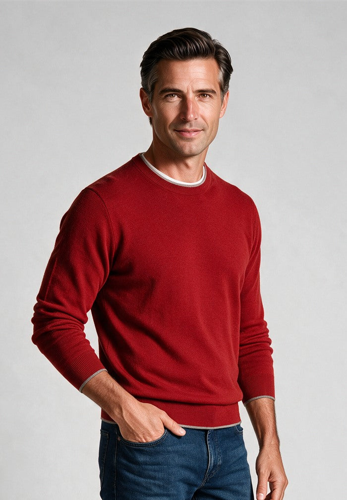 Paul & Shark Soft Piuma Crewneck, Brick Red — model detail