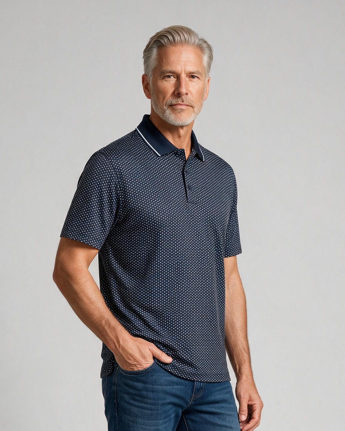 Bugatchi S/S Harlan Polo, Navy, detail | Mondo Uomo Naples FL