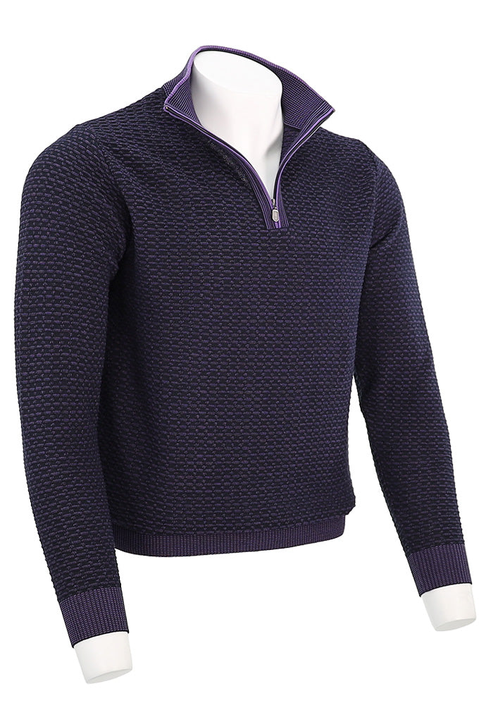 St. Croix Men's Two Tone Texture Zip Mock In Empire Angled View 4936