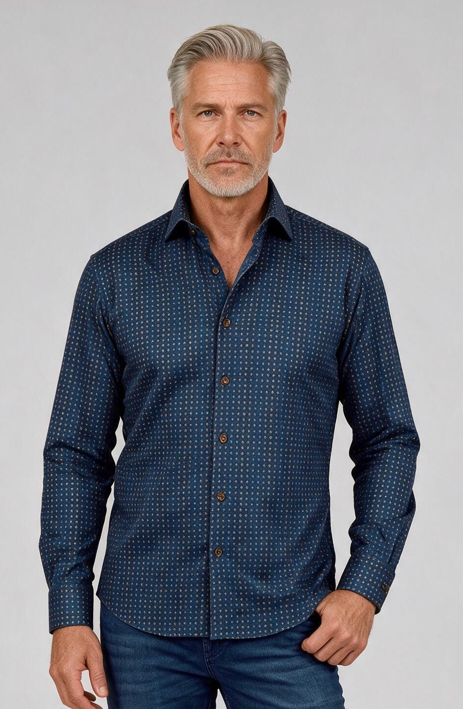 Marcello Fusion Array Long Sleeve Shirt — model detail