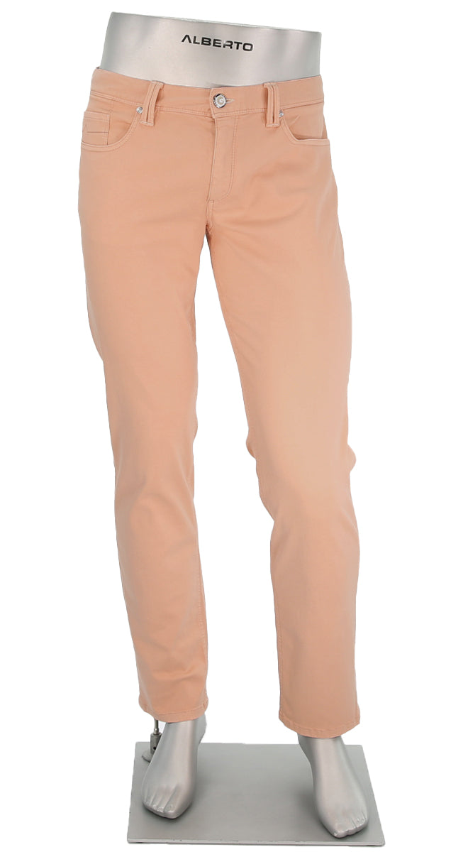 Alberto Men's Pipe Stretch Colored Denim In Peach Color - Mondo Uomo