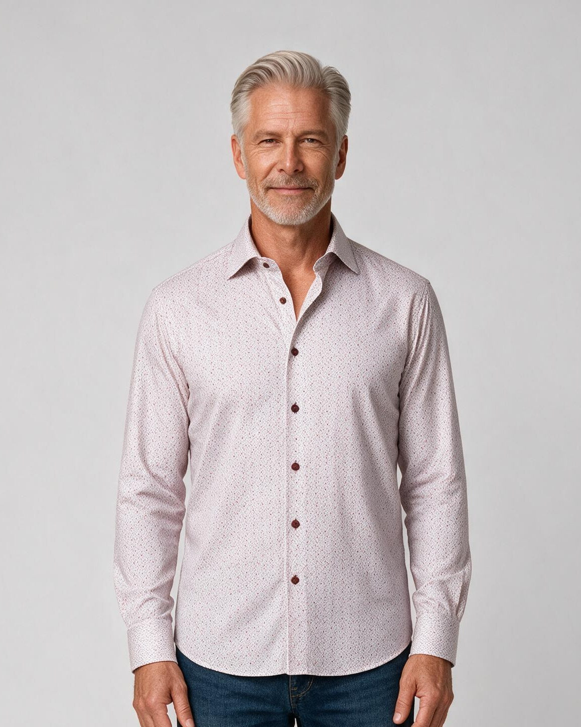 Marcello Open Circles Long Sleeve Shirt — model detail
