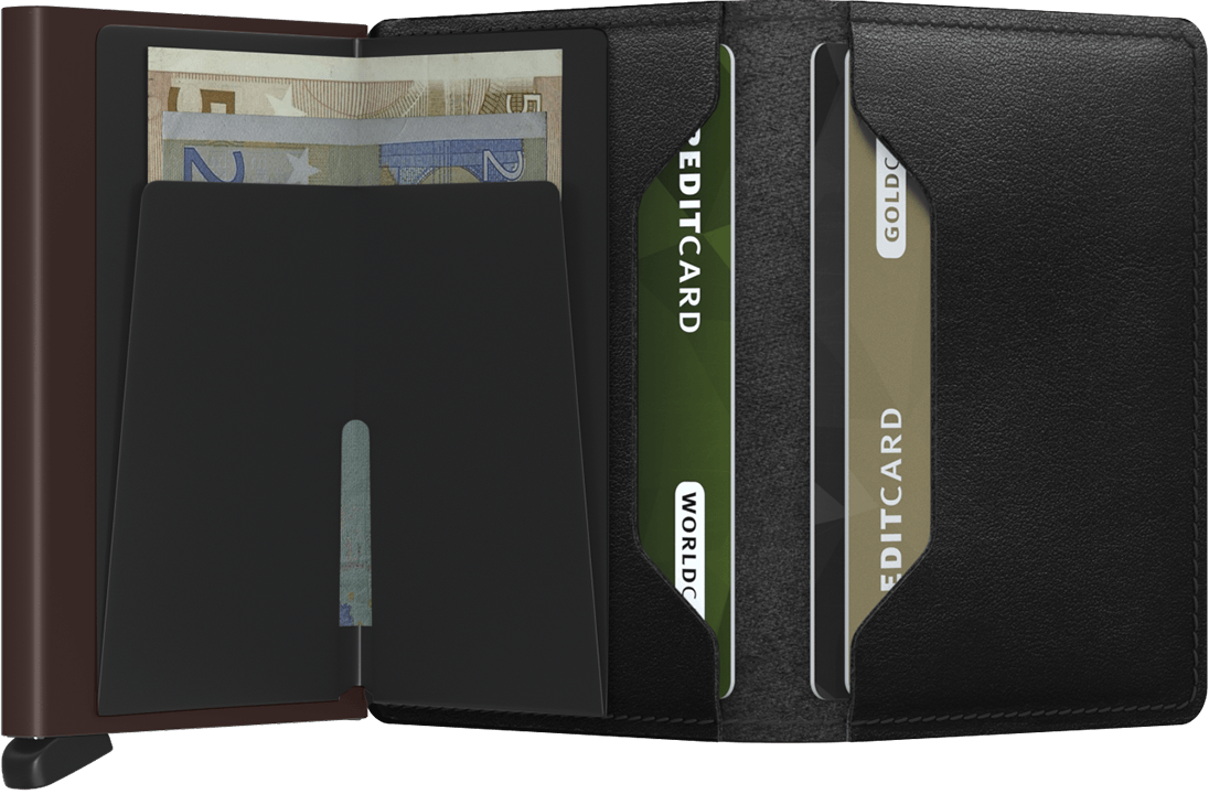 SECRID Men's Slimwallet Original In Black-Brown Open View - Mondo Uomo