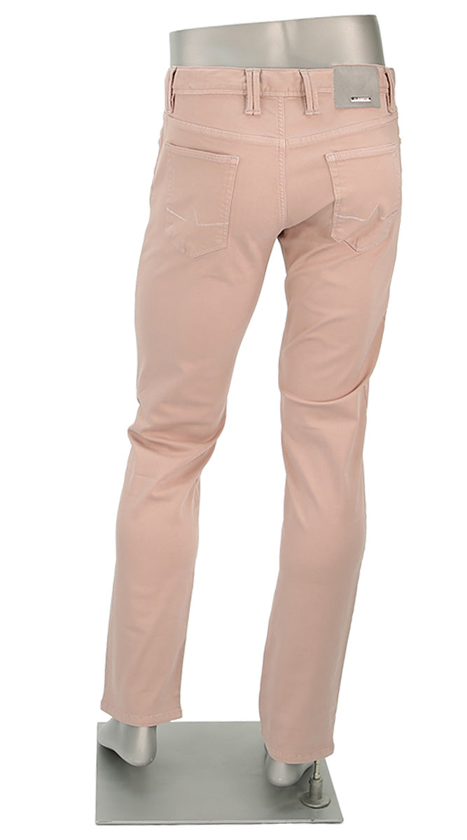 Alberto Pipe Stretch Men’s Jeans in Light Pink Denim Back View– Mondo Uomo