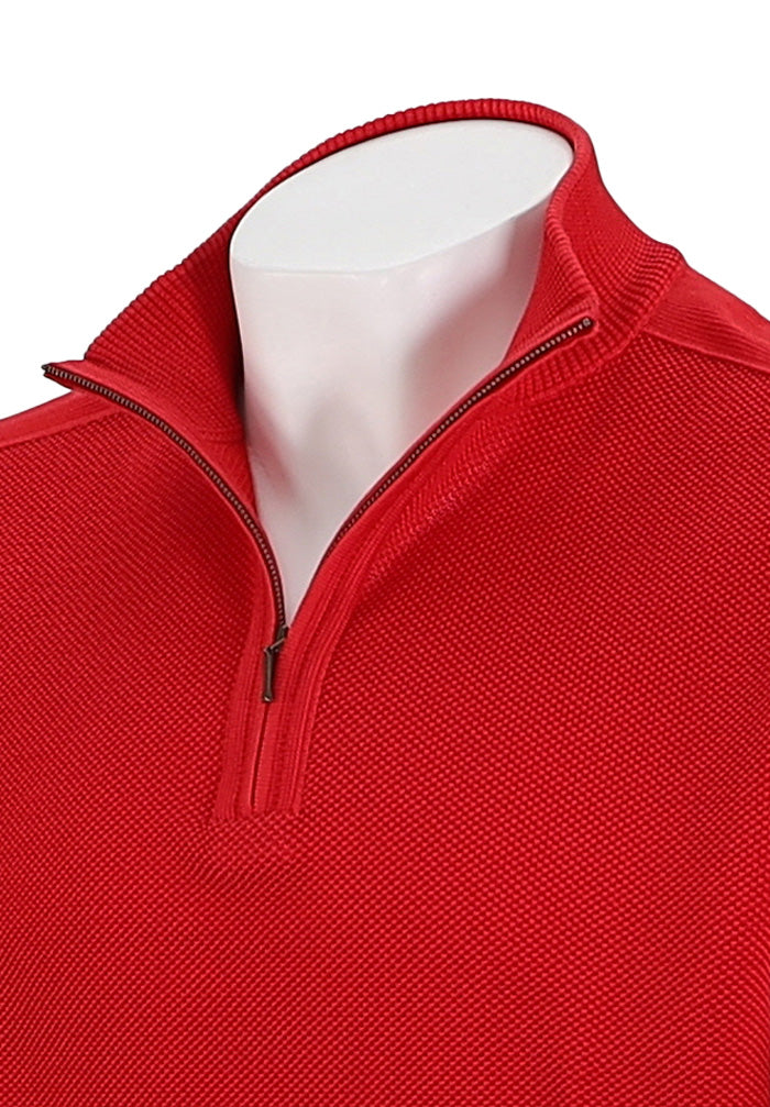 St. Croix Zip Mock Crystal Stitch, Red/Apple Red