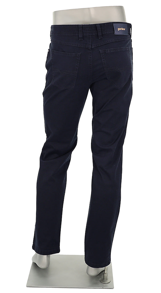 Gardeur Men’s Nevio Regular Fit Navy Cotton Pants with Straight Leg Back View N-418861