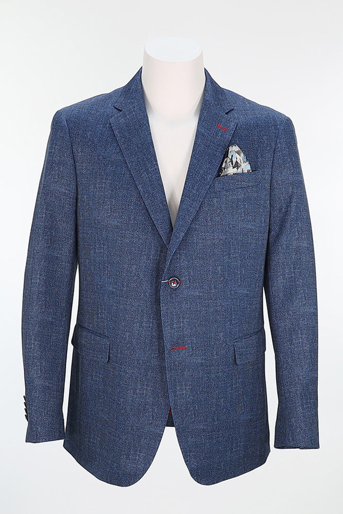 7 Downie St. Men’s Blue Wool Sports Coat Modern Fit with Notch Lapel – Mondo Uomo
