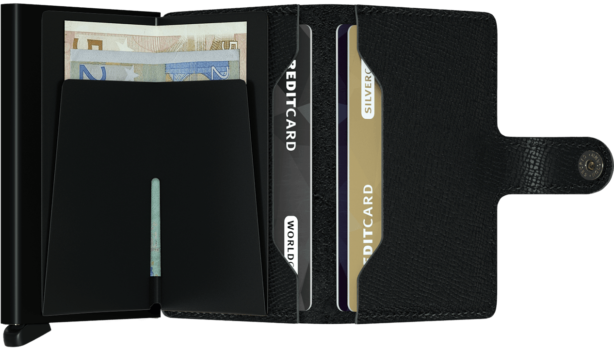 SECRID Men's Miniwallet Crisple In Black Open View MC