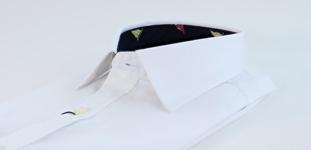 Close-up of Paul & Shark White Button Down Shirt with Black Collar Lining and Cuff Trim 24413058CF