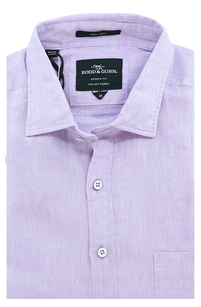 Rodd and Gunn Men's Palm Beach Short Sleeve Linen Shirt In Lilac - Mondo Uomo