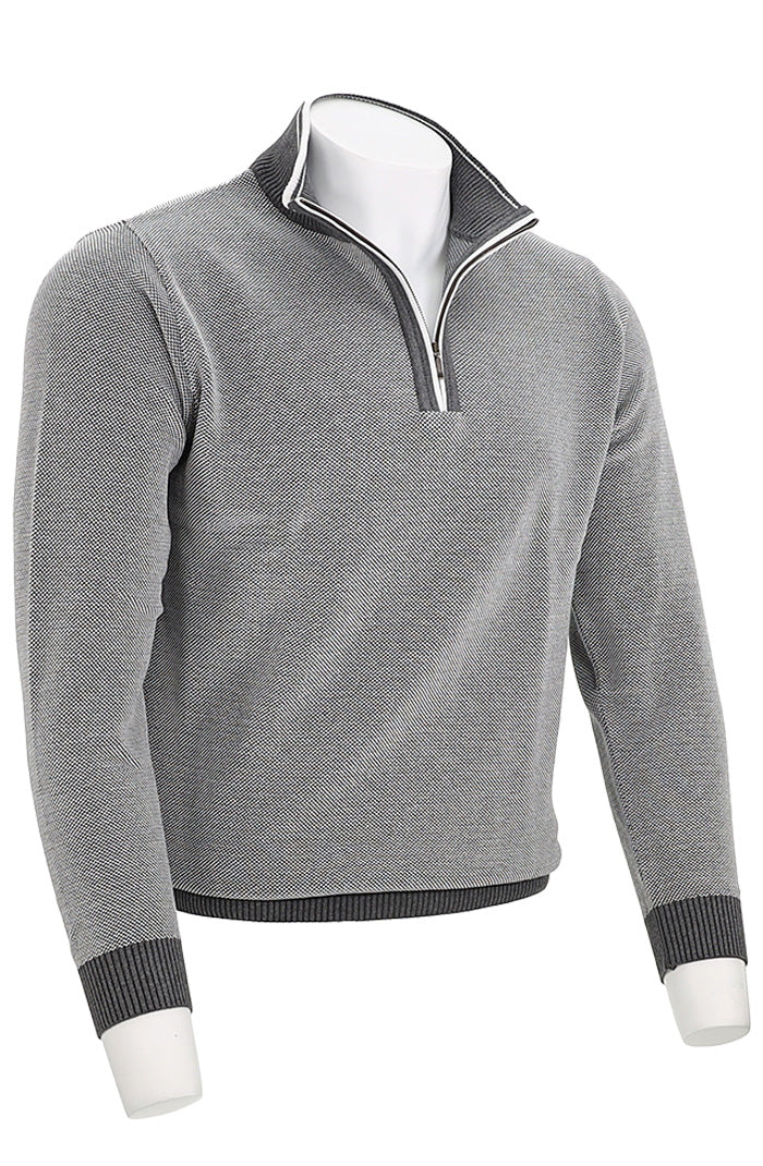 St. Croix Crystal Stitch Zip Mock | Gray