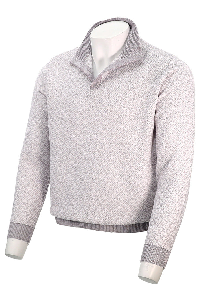 St. Croix Men's Crystal Linen Open Mock In Mulberry Angled View - Mondo Uomo