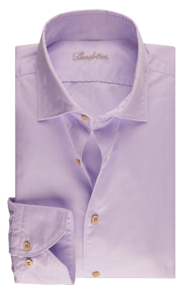 Stenstroms Men's Lavender Casual Poplin Fitted Shirt with Moderate Cut Away Collar – Mondo Uomo