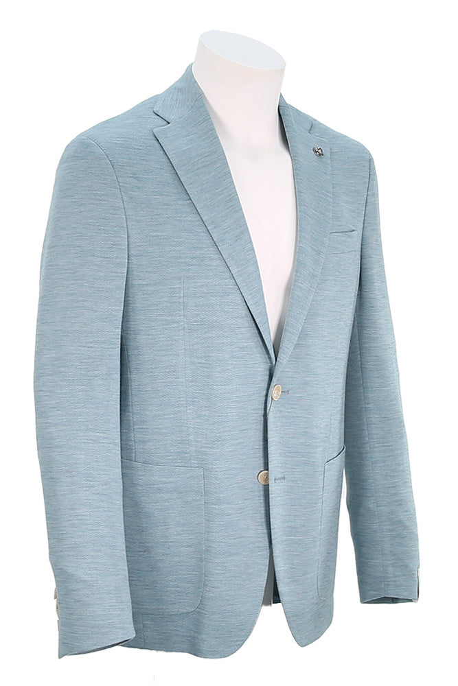 Jack Victor Men's Sport Coat In Eucalyptus Blue Angled View - Mondo Uomo
