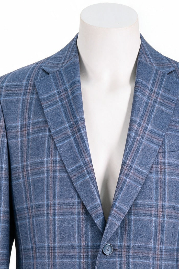 7 Downie Sette Catania Glen Plaid Sport Coat, Blue – view 3