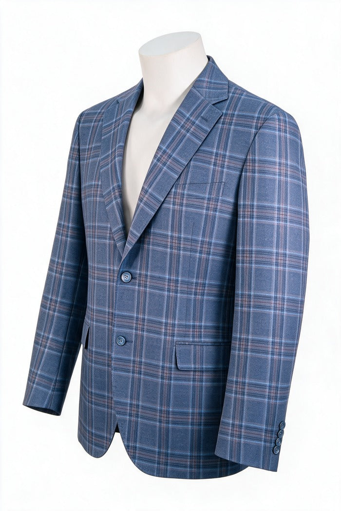 7 Downie Sette Catania Glen Plaid Sport Coat, Blue – view 4