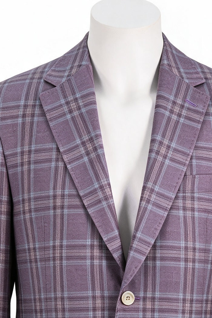 7 Downie Sette Catania Glen Plaid Sport Coat, Burgundy – view 3