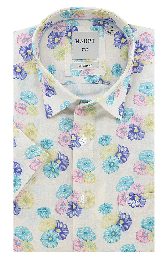 Haupt Men’s Short Sleeve Shirt in Multi Pastel Floral Print 9068-2914 – Mondo Uomo
