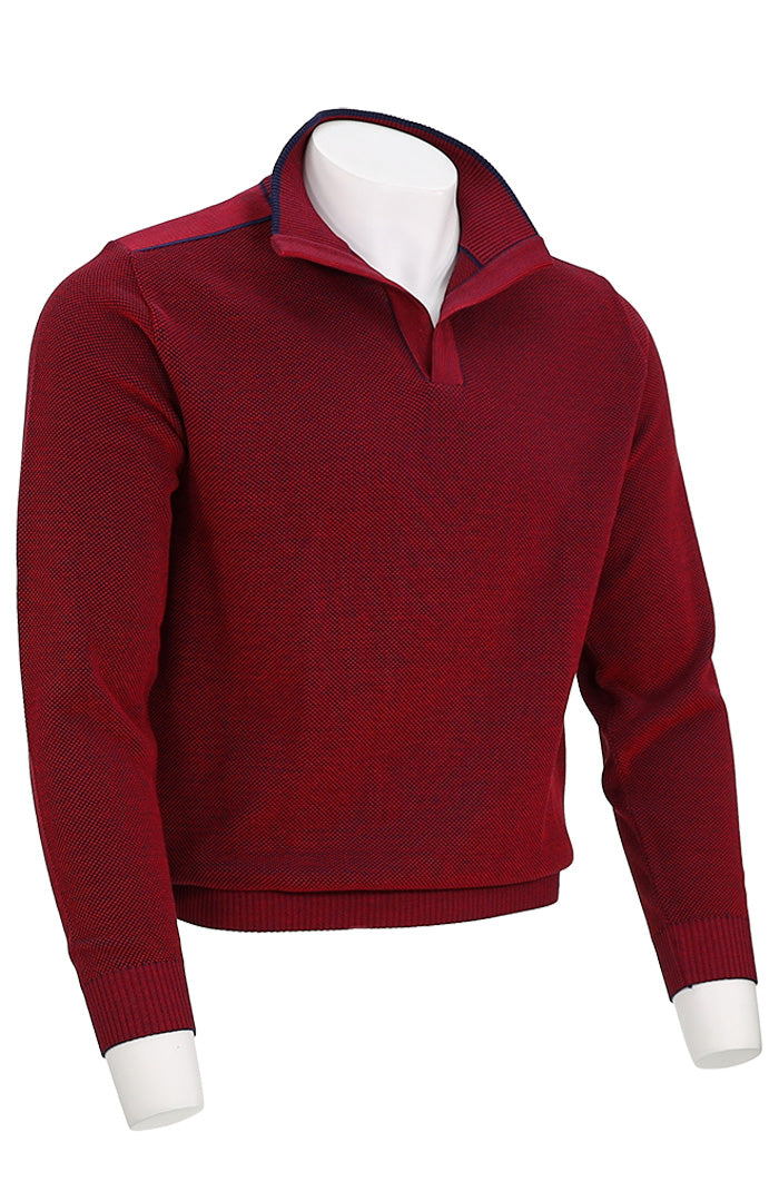 St Croix Crystal Stitch Open Mock Lt Navy/Red