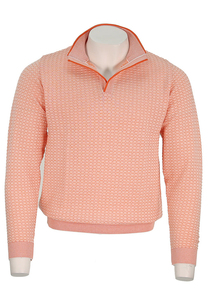 St Croix Men's Two Tone Texture Open Mock In Tangelo - Mondo Uomo