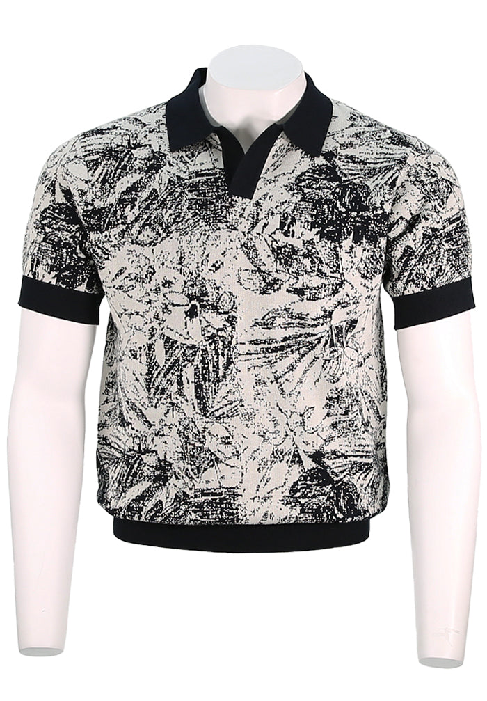 Rodd and Gunn Men's Johnny Collar Knit In Black And White - Mondo Uomo