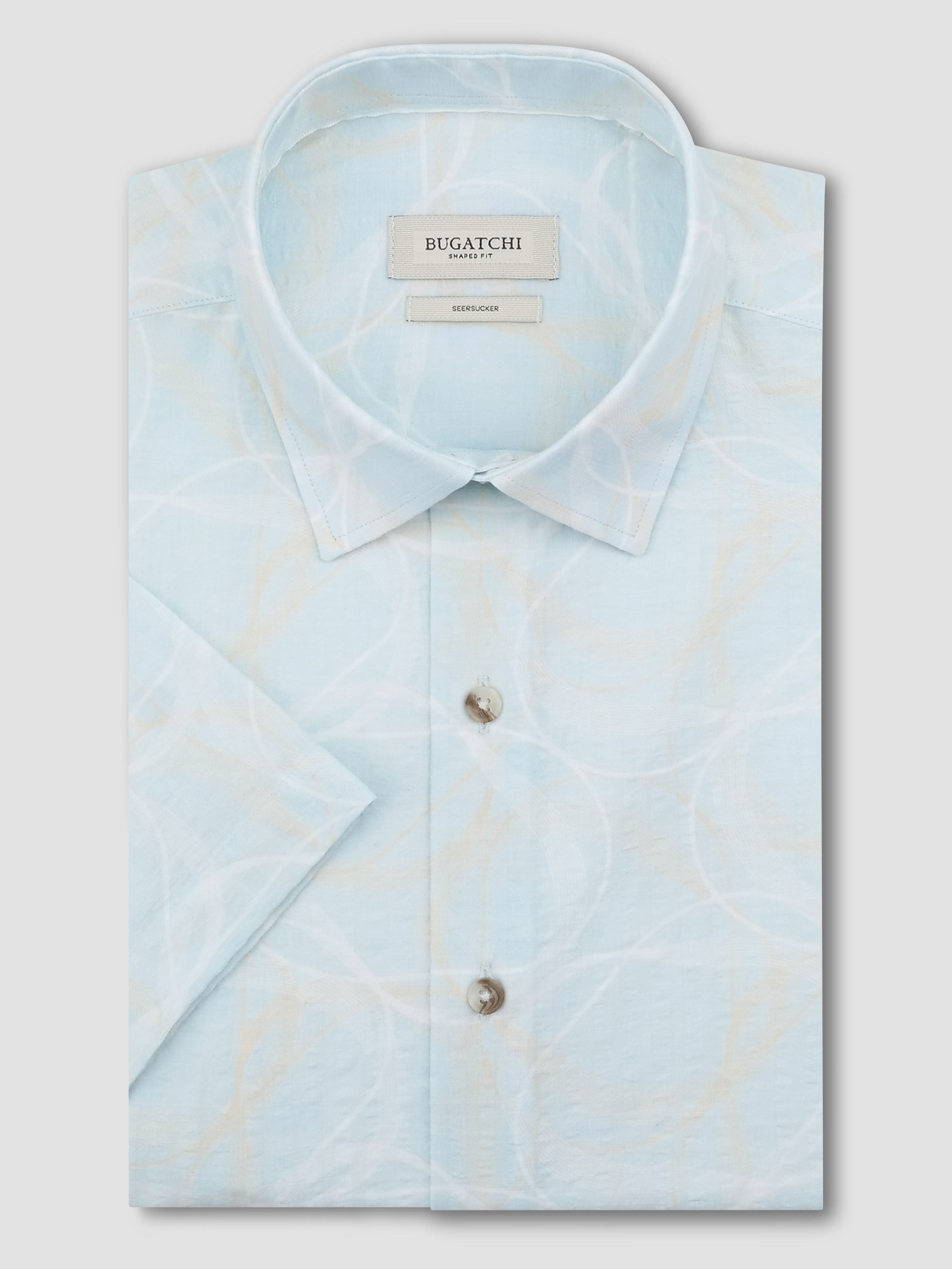 Bugatchi Orson Seersucker S/S Shirt, Sea Spray