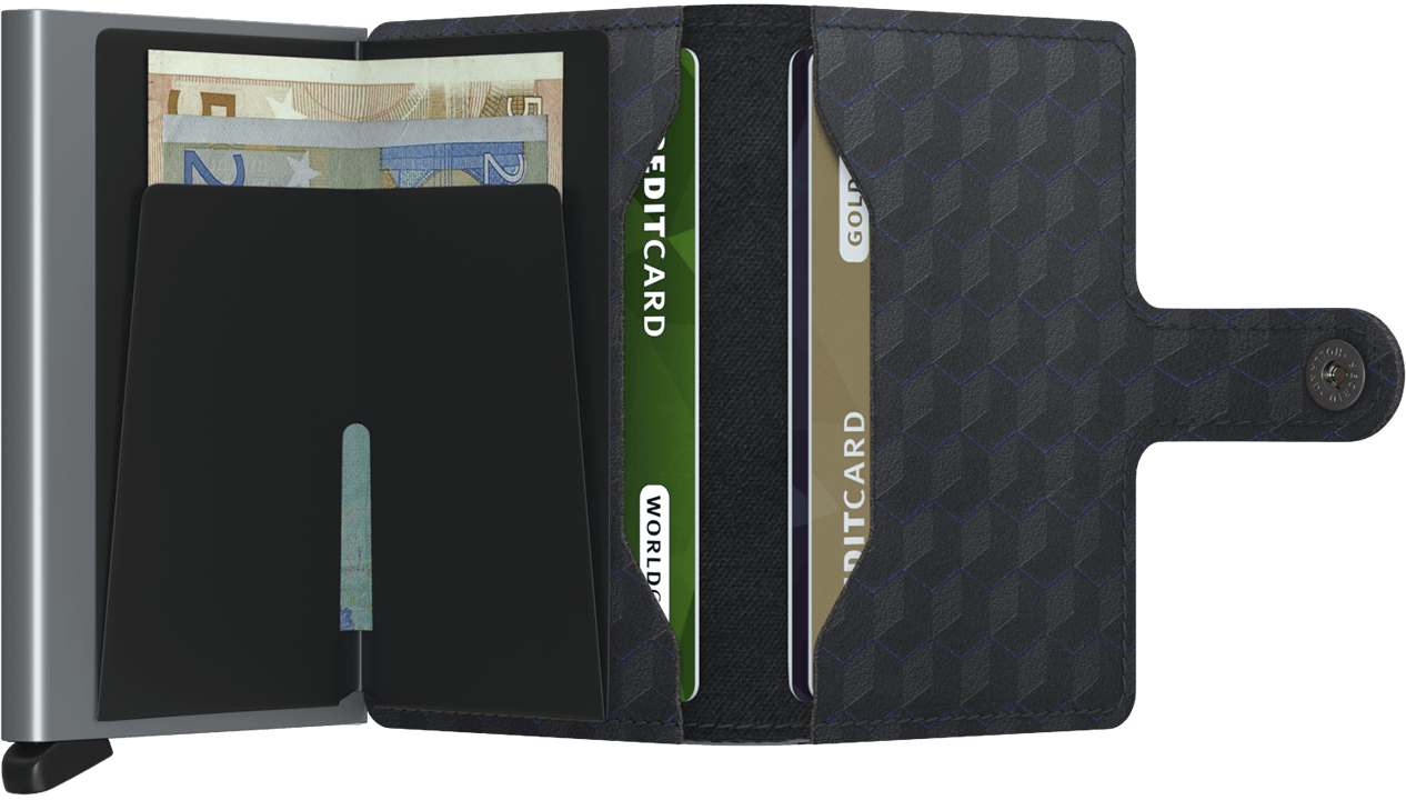 SECRID Men's Miniwallet Optical In Black Titanium Open View - Mondo Uomo