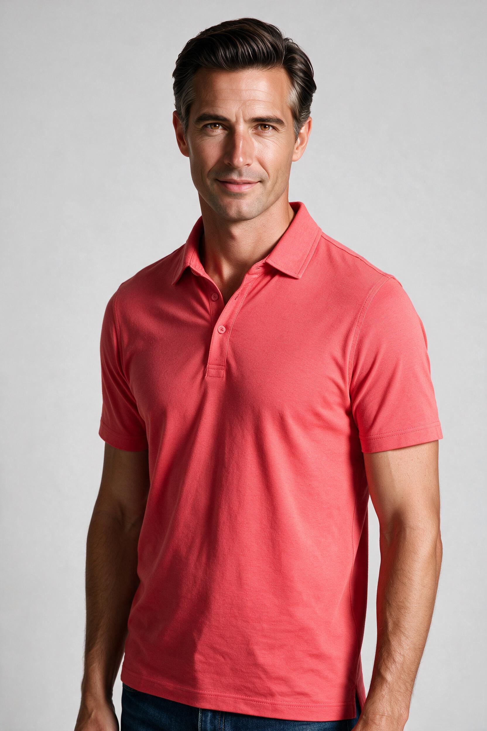Raffi Aqua Cotton Sherwood Polo in Berry – close-up #Color_Berry