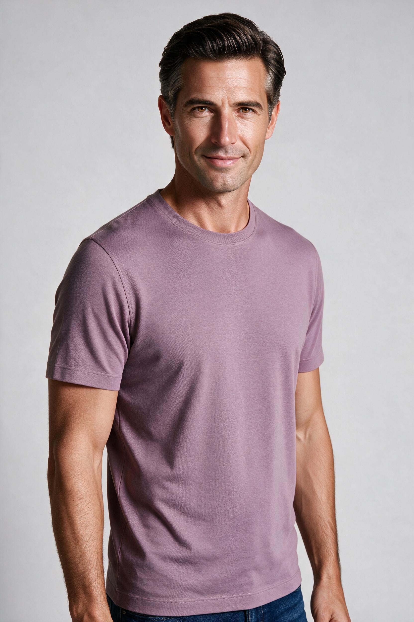 Raffi Aqua Cotton Lafayette Crew Neck Tee in Lilac – close-up #Color_Lilac